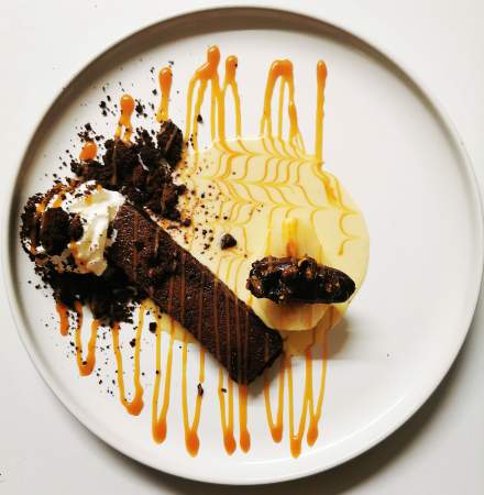 Restaurant Foncine-le-Haut, Haut-Jura · Auberge de la Rivière Dessert du Chef Julien